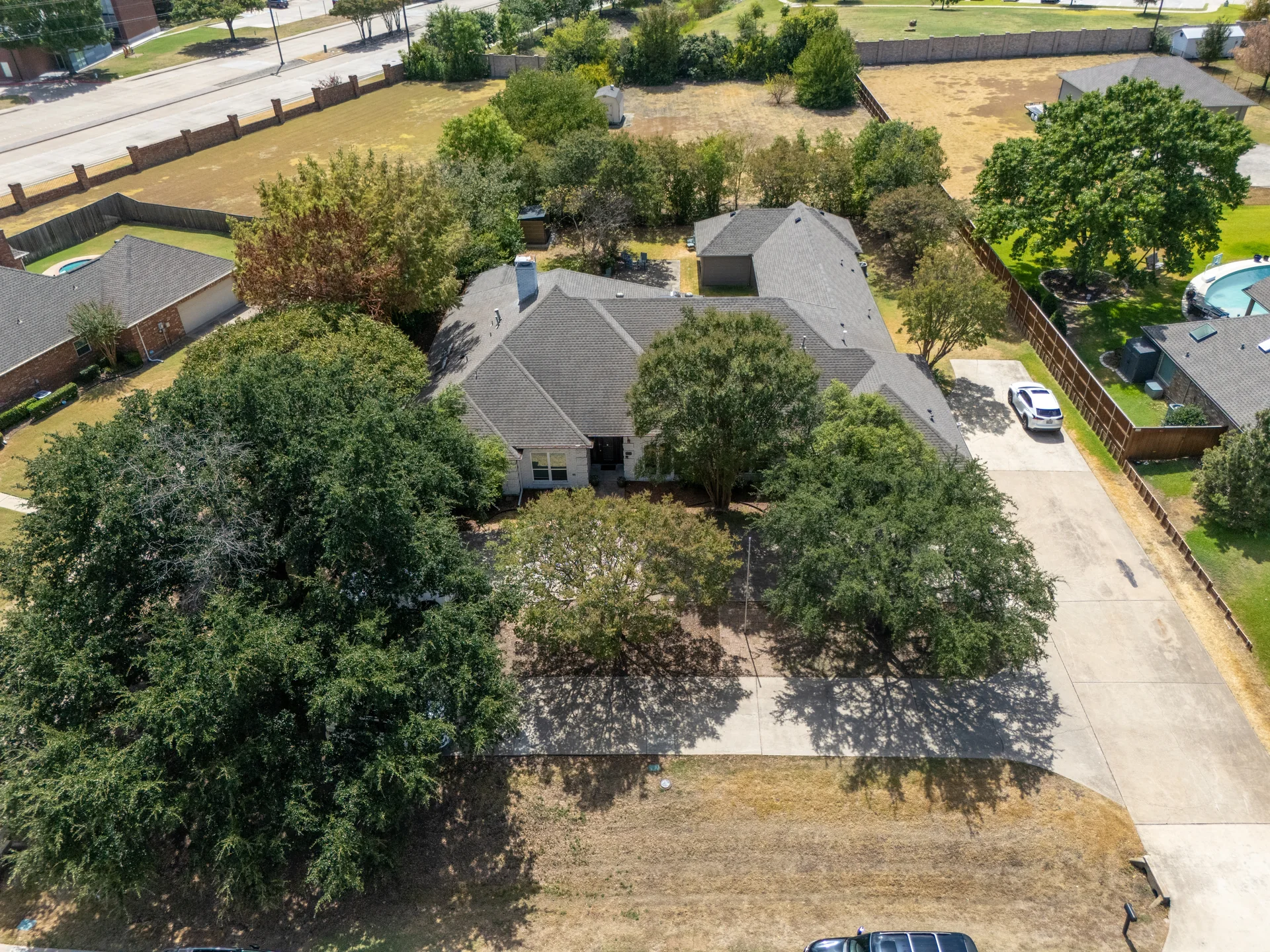 Aerial view of the Willow Creek community and lot